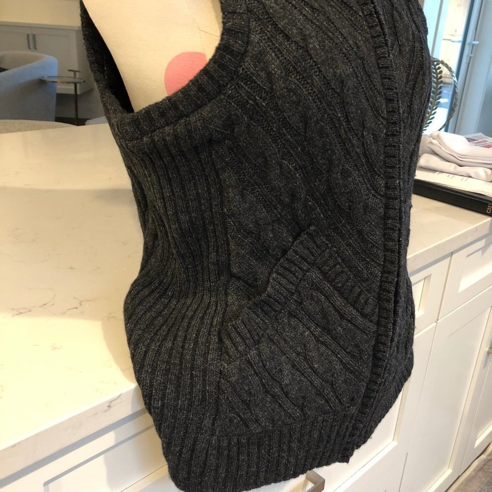 Eddie Bauer Seattle Full Zip Cable Knit Wool Blend Insulated Vest Charcoal Sz M - Picture 4 of 12